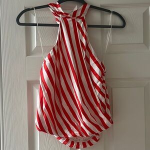 Maeve Orange and White Striped Halter Top